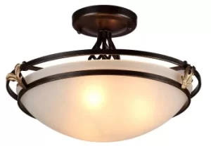 Image of Combinare Flush Bowl Ceiling Lamp Bronze Antique, 3 Light, E27