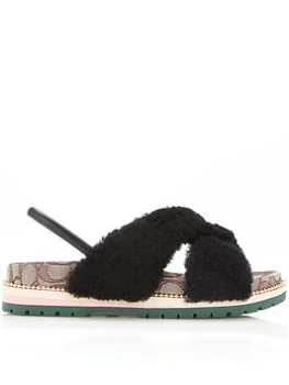 Image of Coach Tally Shearling Sandal - Black