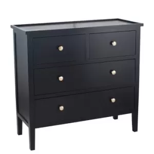 Image of Vermont 4-Drawer Satin Black Pine Antique Style Drawer Unit Black
