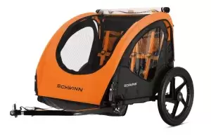 Image of Collapsible 2 Seater Kids Bike Trailer in Orange