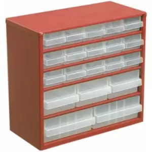 Image of 310 x 147 x 285mm 20 Drawer Parts Cabinet - red - Wall Mounted / Standing Box
