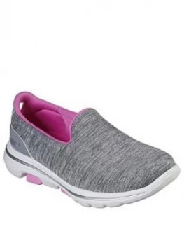 Image of Skechers Girls Go Walk Slip On Shoes - Grey