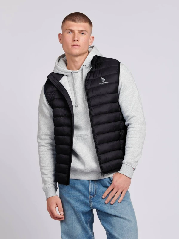 Image of U.S. POLO ASSN. Bound Quilted Gilet Black