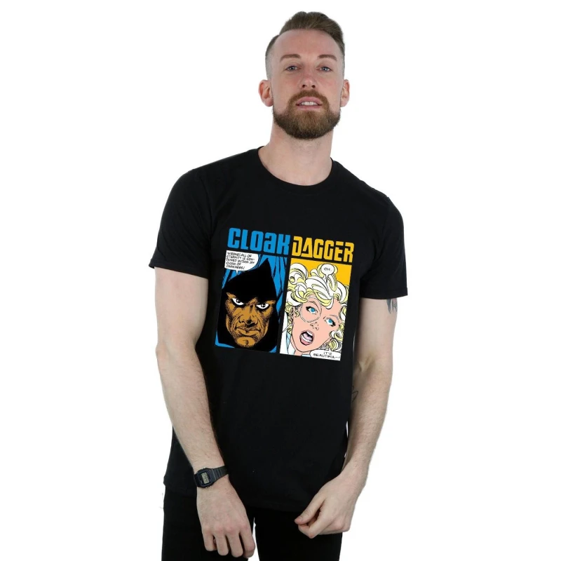 Image of Marvel Marvel Men Cloak And Dagger Comic Panels T-Shirt in Black Size: Small Black S Male 5057864488586