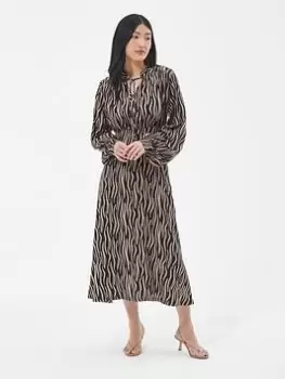 Image of Barbour Holkham Long Sleeve Zebra Midi Dress - Brown, Size 10, Women