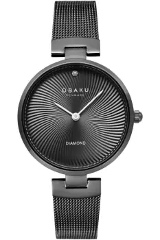 Image of Ladies Obaku Diamant Charcoal Watch V256LXBBMB