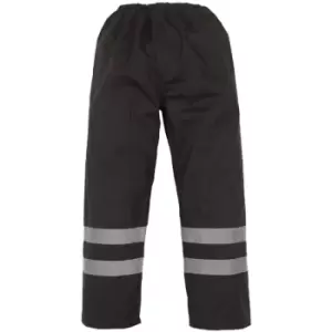 Image of Mens Hi-Vis Waterproof Contractor Over Trousers (l) (Black) - Black - Yoko