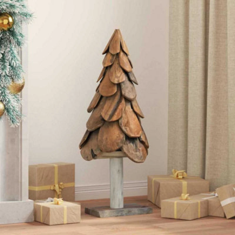 Image of vidaXL Christmas Tree with Stand Brown 90cm Solid teak wood, Brown 42017941