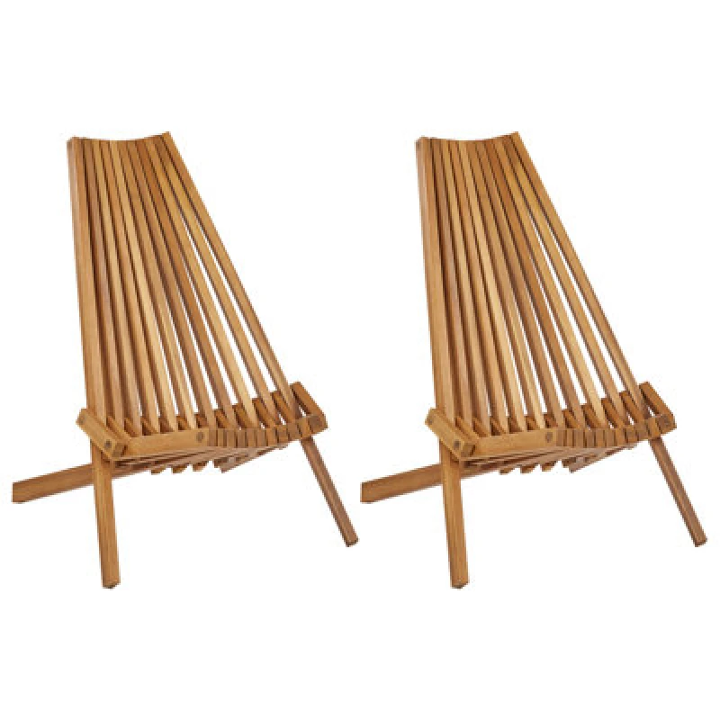 Image of Beliani Set Of 2 Garden Chairs Bellano Acacia Wood Brown