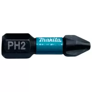Image of Makita B-63616 Impact Black Screwdriver Bit PH2 - 25mm - Pack of 2