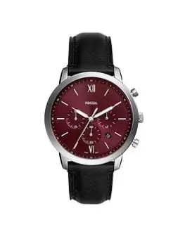 Image of Fossil Fossil Neutral Mens Black Leather Strap Watch