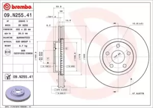 Image of BREMBO Brake disc FORD 09.N255.41 1877785,E1GC1125AB,E1GC1125AC Brake rotor,Brake discs,Brake rotors