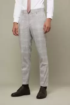 Image of Tailored Fit Grey Textured Check Suit Trousers
