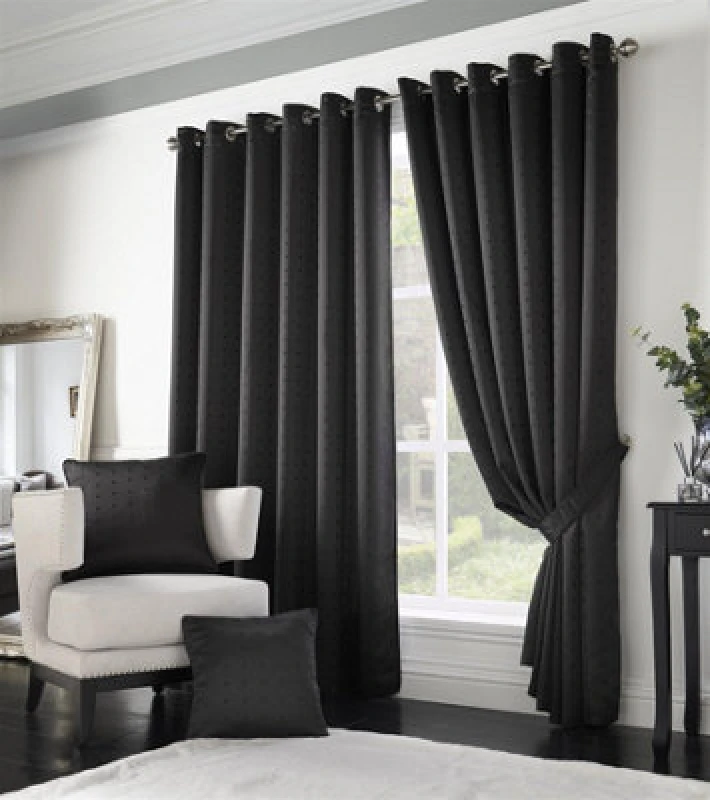 Image of Essential Living Adiso Eyelet Ring Top Curtains 229cm x 274cm Black MADRBL90108