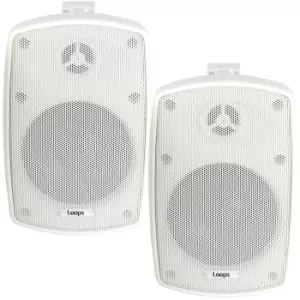 Image of 2x 4" 60W White Outdoor Rated Speakers 8 OHM Weatherproof Wall Mounted HiFi