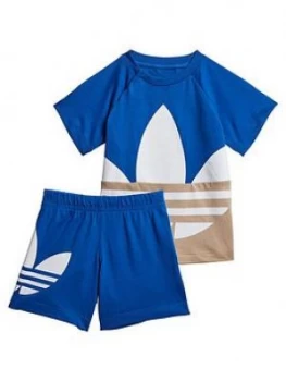 Image of adidas Originals Childrens Big Trefoil Set - Blue, Size 2-3 Years
