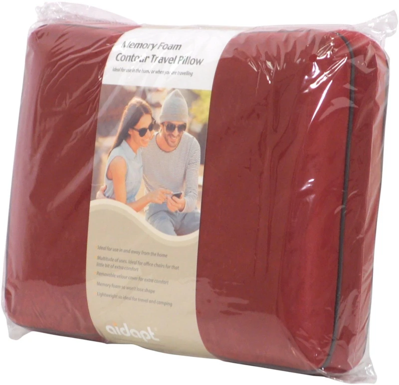 Image of AIDAPT Memory Foam Contour Travel Pillow - Red ELV-881220