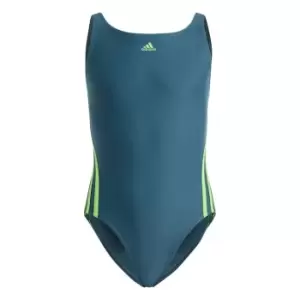 Image of adidas Three Stripe Swimsuit Junior Girls - Green