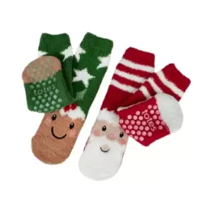 Image of totes Toasties Novelty Christmas Kid's Slipper Socks MultiColoured