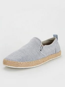 Image of Superdry Hybrid Slip On Classic Espadrilles - Grey, Size 7, Men