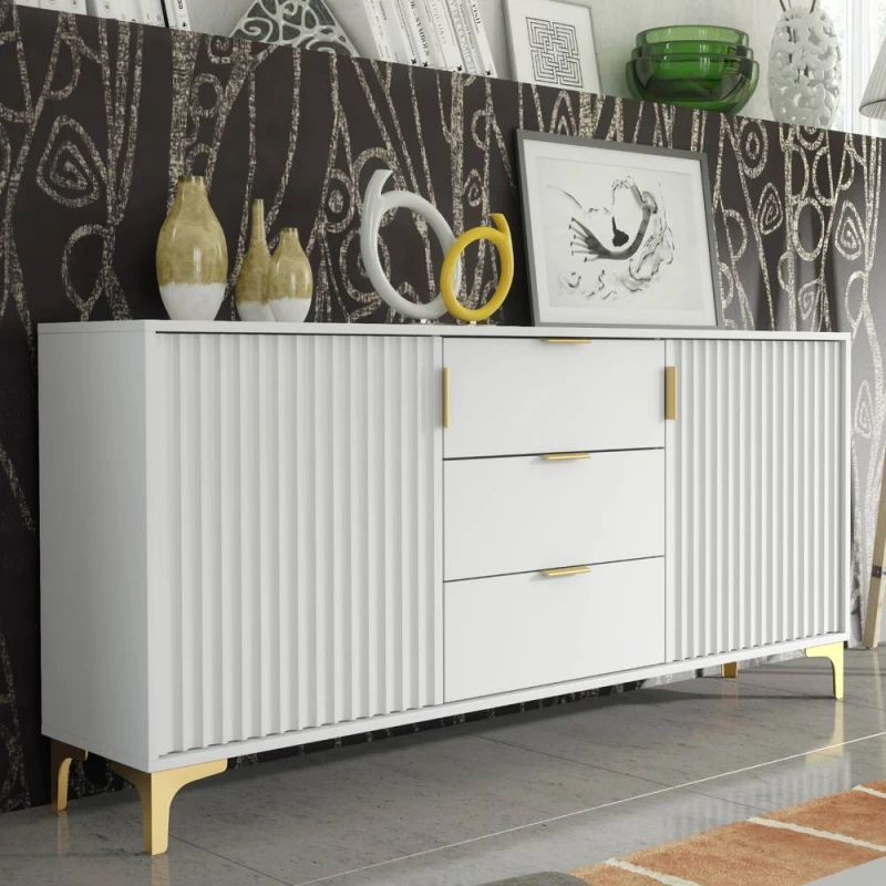 Image of Creative Furniture Tide Crest Sideboard 140cm - White & Gold White Unisex
