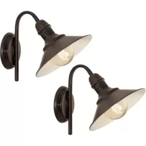 Image of 2 PACK LED Wall Light / Sconce Antique Brown & Beige Steel Shade 1x 60W E27