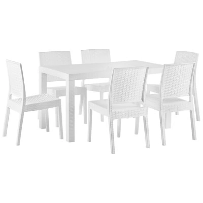 Image of Beliani Garden Dining Set 6 Seater Fossano White