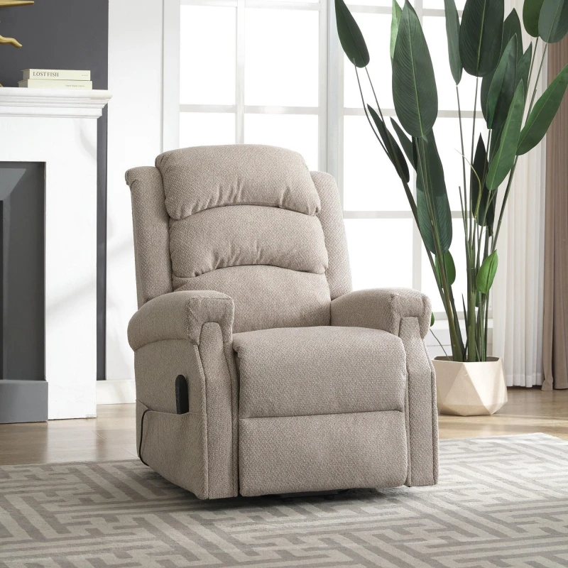 Image of Artemis Home Eltham Dual Motor Electric Lift Assist Recliner with Massage & Heat in Beige Beige Unisex