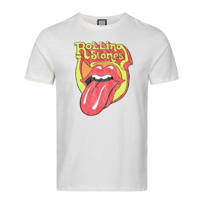 Image of Amplified Mens Bootleg Tongue The Rolling Stones T-Shirt in White Size: XS White Male XS