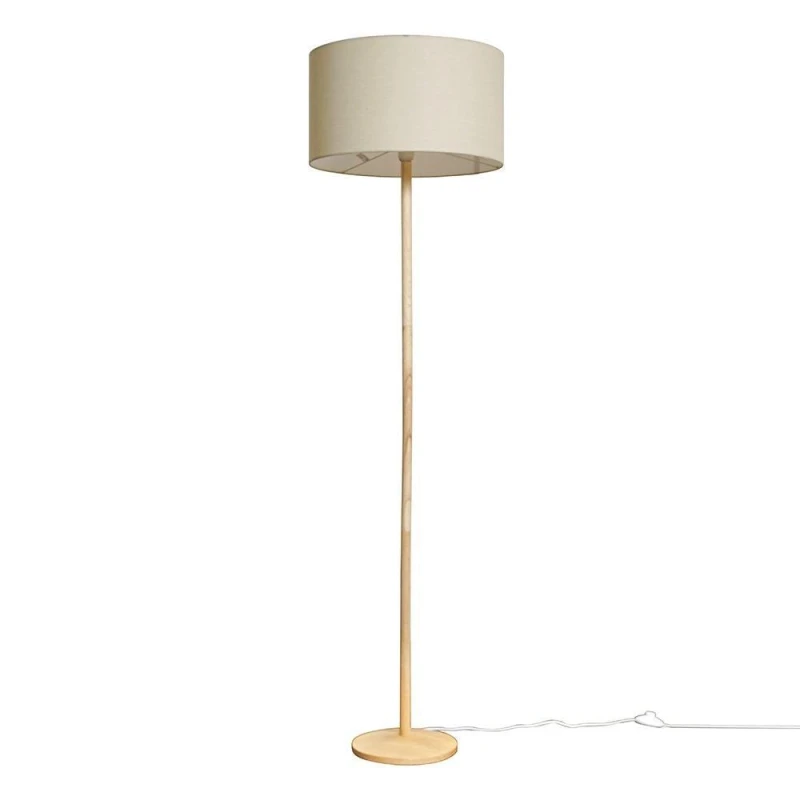 Image of ValueLights Triston Wood Floor Lamp Brown