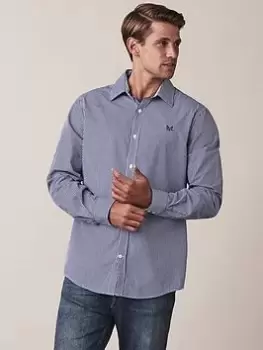 Image of Crew Clothing Crew Classic Micro Gingham Shirt - Light Blue, Size L, Men