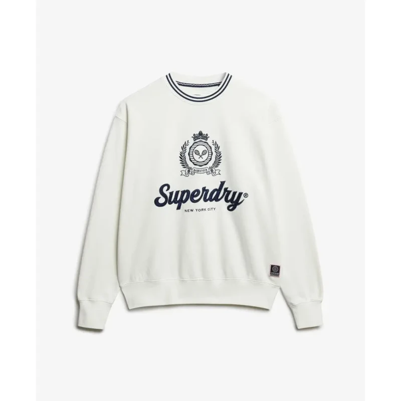 Image of Superdry COUNTRY CLUB LOOSE CREW womens Sweatshirt in White