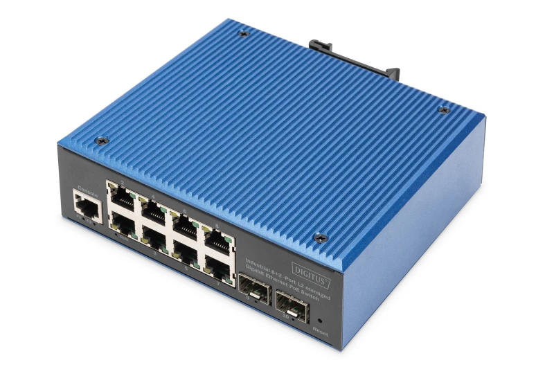 Image of Digitus Industrial 8+2 port L2 managed Gigabit Ethernet PoE switch