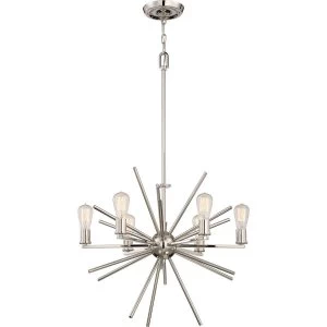 Image of 6 Light Chandelier Silver Finish, E27