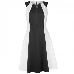 Image of DKNY Sleeveless Fit and Flare Dress Ladies - Black/Ivory