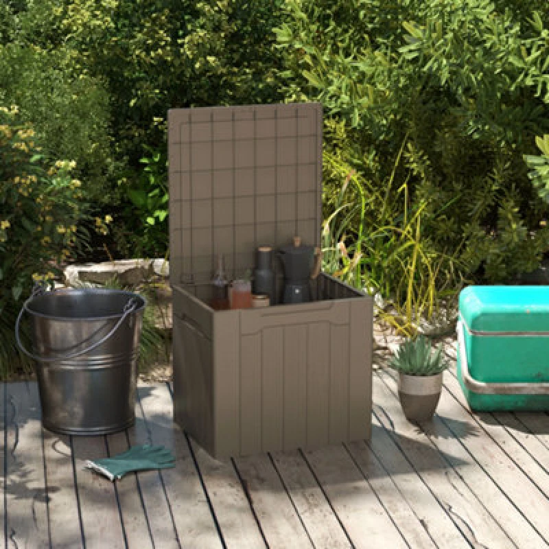 Image of HOMCOM HOMCOM Plastic Storage Chest with Lock Hole, 107 L Storage Box with Lid in Dark Brown Dark Brown One Size Unisex 5063603867147