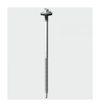 Image of TIMco LH98W16B Hex No. 3 Self Drill Composite Panel Screw with 16mm Washer Silver Ruspert 5.5 / 6.3 x 98mm Box of 100