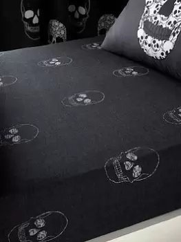 Image of Catherine Lansfield Skulls Fitted Sheet