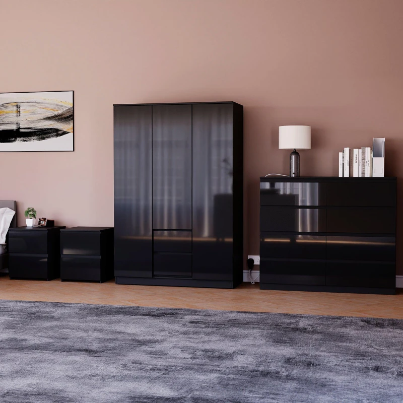 Image of Lassic Vida Designs Glinton Gloss 4 Piece Bedroom Set 10 Black unisex 4 Piece
