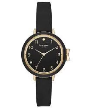 Image of Kate Spade New York Womens Park Row Three-Hand Silicone Watch - Black