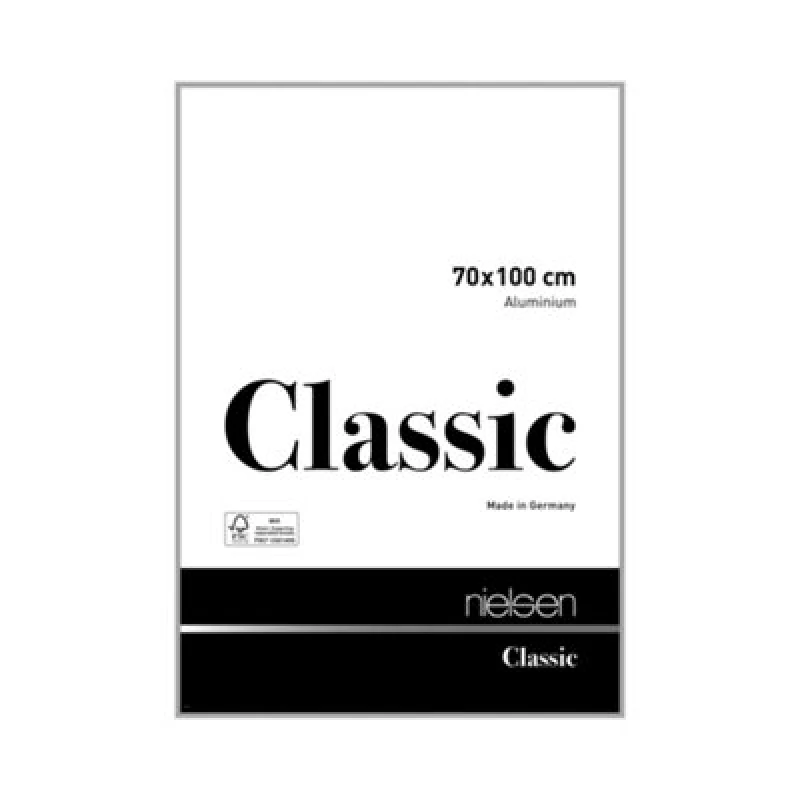 Image of Nielsen Classic Polished Silver Aluminium Picture Frame 70X100Cm - With Float Glass And Push/turn Clips