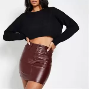 Image of I Saw It First Coated Denim Mini Skirt - Red