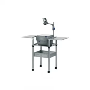 Image of Overhead Projector Trolley with Folding Shelves Grey