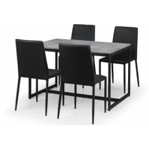 Image of Concrete Effect Dining Set - Staten Dining Table & 4 Jazz Black Chairs
