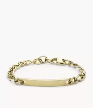 Image of Fossil Men Gold-Tone Steel Plaque Bracelet