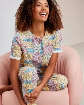 Image of Cotton Traders Womens Jersey PJ Set in Yellow