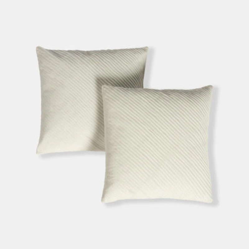 Image of OHS OHS 2 Pack Pleated Velvet Cushion Covers with Invisible Zipper in Cream Size: 45cm x 45cm Cream 45cm x 45cm Unisex 5027434226221