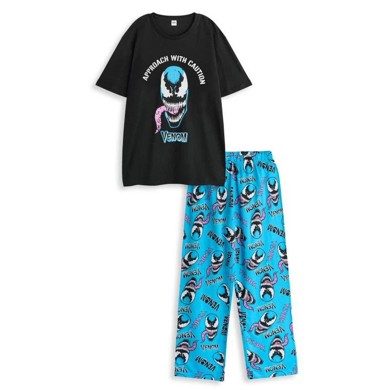 Image of Marvel Marvel Men Short Sleeve Long Leg Pyjama Set in Black Size: X-Large Black XL Male 5063203281855