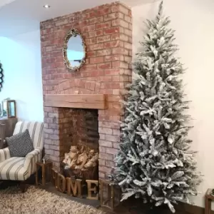 Image of 8ft (240cm) Premier Slim Green Lapland Spruce Snow Flocked Christmas Tree PE PVC Mixed Branches
