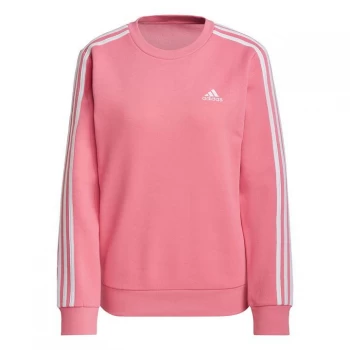 Image of adidas Essentials 3-Stripes Fleece Sweatshirt Womens - Rose Tone / White